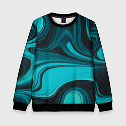 Свитшот детский Мраморный малахитовый узор из изумрудных разводов, цвет: 3D-черный