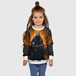 Свитшот детский Гитарист играющий в пламени, цвет: 3D-белый — фото 2