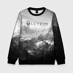 Свитшот детский Скайрим - черно белый пейзаж, цвет: 3D-черный