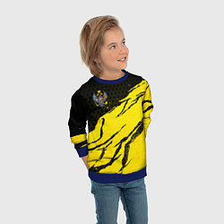 Свитшот детский Российская империя - Желтые потертости, цвет: 3D-синий — фото 2