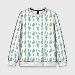 Свитшот детский Белый с абстрактным зелёным рисунком, цвет: 3D-белый