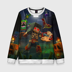 Свитшот детский Майнкрафт - темная ночь, цвет: 3D-белый