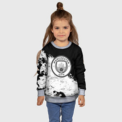 Свитшот детский Манчестер сити черно белые краски, цвет: 3D-меланж — фото 2