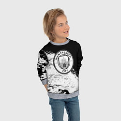 Свитшот детский Манчестер сити черно белые краски, цвет: 3D-меланж — фото 2