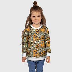Свитшот детский Хэллоуин тыквы, цвет: 3D-белый — фото 2