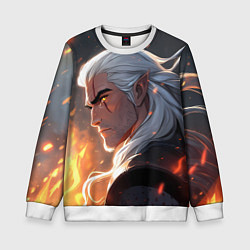 Свитшот детский Ведьмак в аниме стиле, цвет: 3D-белый
