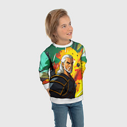 Свитшот детский Ведьмак в аниме стиле, цвет: 3D-белый — фото 2