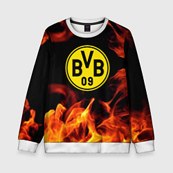 Свитшот детский Borussia огонь текстура, цвет: 3D-белый