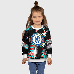 Свитшот детский Chelsea тропики глитч текстура, цвет: 3D-белый — фото 2