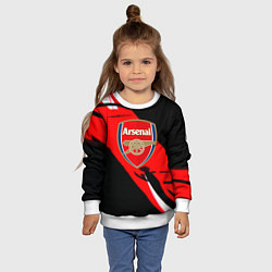 Свитшот детский Арсенал геометрия полосы краски, цвет: 3D-белый — фото 2