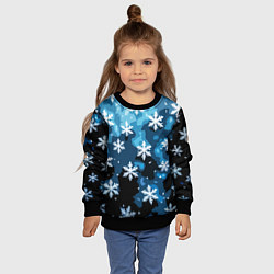 Свитшот детский Стилизованный паттерн со снежинками тёмно-синий, цвет: 3D-черный — фото 2