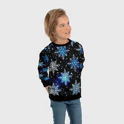 Свитшот детский Стилизованный чёрно-синий со снежинками, цвет: 3D-черный — фото 2