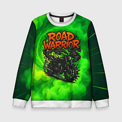 Свитшот детский Дорожный воин - байк с шипами, цвет: 3D-белый