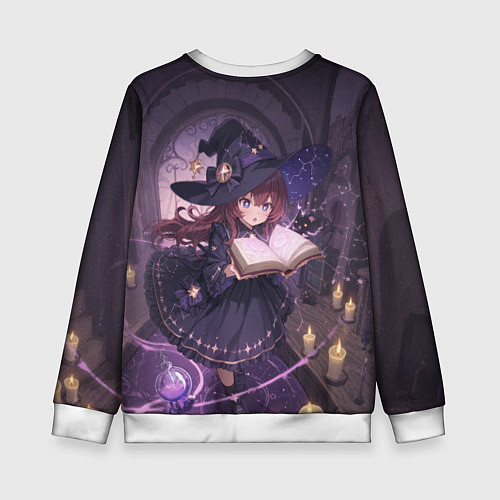 Детский свитшот Аниме Ведьма Читает Книгу Заклинаний / 3D-Белый – фото 2