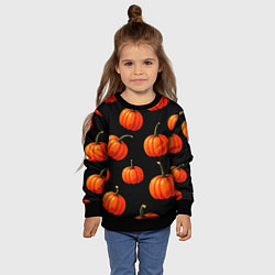 Свитшот детский Тыковки на хеллоуин паттерн, цвет: 3D-черный — фото 2
