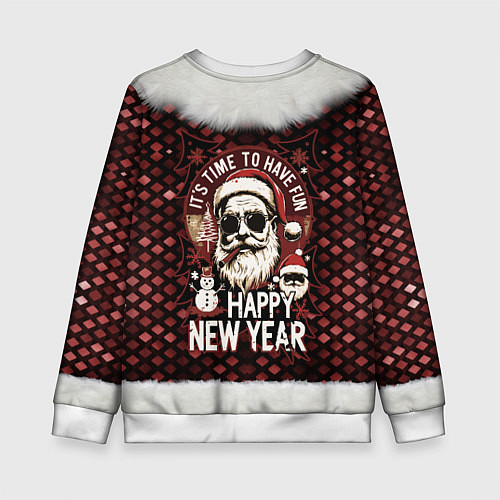 Детский свитшот Костюм деда мороза с накаченным прессом / 3D-Белый – фото 2