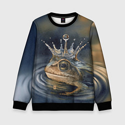 Свитшот детский Акварельная Царевна-лягушка и капля, цвет: 3D-черный