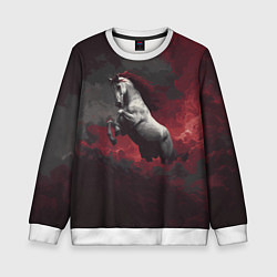 Свитшот детский Белая лошадь из красного тумана, цвет: 3D-белый