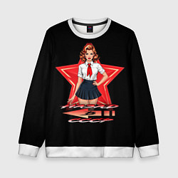 Свитшот детский Назад в СССР пионеры, цвет: 3D-белый