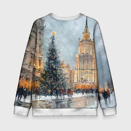 Детский свитшот Новогодняя Москва / 3D-Белый – фото 2