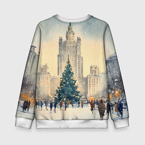 Детский свитшот Москва новогодняя елка / 3D-Белый – фото 2