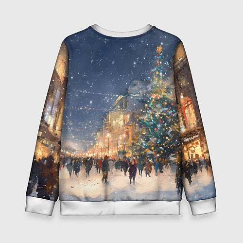 Детский свитшот Новый год в Москве новогодняя елка / 3D-Белый – фото 2