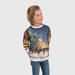 Свитшот детский Новый год в Москве новогодняя елка, цвет: 3D-белый — фото 2