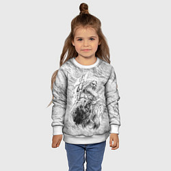 Свитшот детский Древний воин с топором и медведь, цвет: 3D-белый — фото 2