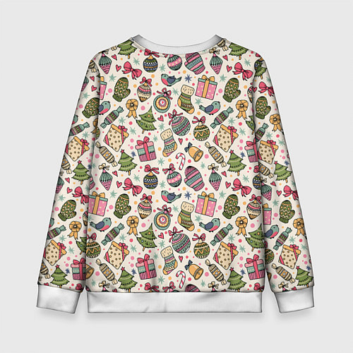 Детский свитшот Новогодний паттерн / 3D-Белый – фото 2