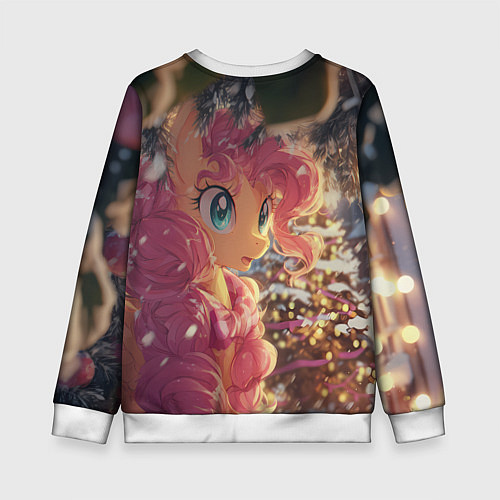 Детский свитшот Новогодняя милая пони / 3D-Белый – фото 2