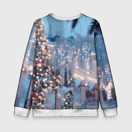 Детский свитшот Белая лошадка у новогодней елки / 3D-Белый – фото 2