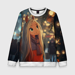 Свитшот детский Новогодняя лошадка, цвет: 3D-белый