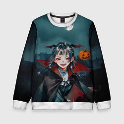 Свитшот детский Вампирша МаоМао - Монолог Фармацевта аниме Хэллоуи, цвет: 3D-белый