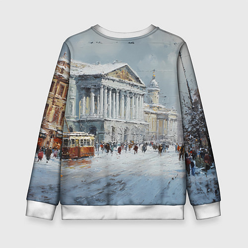Детский свитшот Зимний Питер красками / 3D-Белый – фото 2