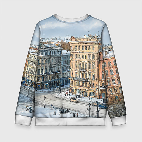 Детский свитшот Зимняя улица Питера / 3D-Белый – фото 2