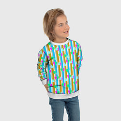 Свитшот детский Полосатый с сердечками ретро в горошек, цвет: 3D-белый — фото 2