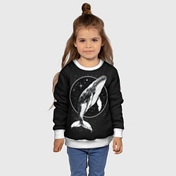 Свитшот детский Кит в звездном ореоле, цвет: 3D-белый — фото 2