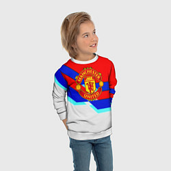 Свитшот детский Манчестер Юнайтед полосы геометрия, цвет: 3D-белый — фото 2