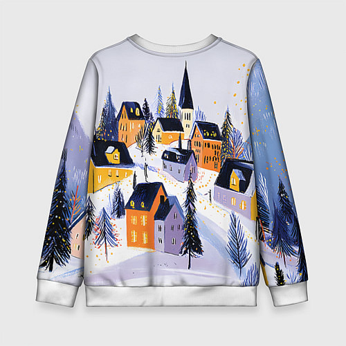 Детский свитшот Новогодние домики на горе / 3D-Белый – фото 2