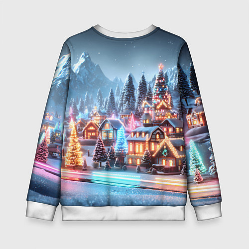 Детский свитшот Городок в новогодних огоньках / 3D-Белый – фото 2