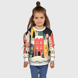 Свитшот детский Разноцветные новогодние дома, цвет: 3D-белый — фото 2