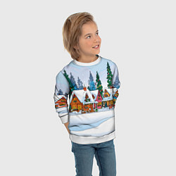 Свитшот детский Новогодник дворик, цвет: 3D-белый — фото 2