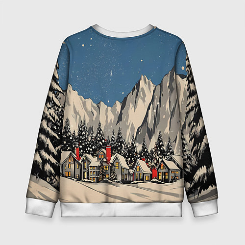 Детский свитшот Небольшой новогодний город в горах / 3D-Белый – фото 2