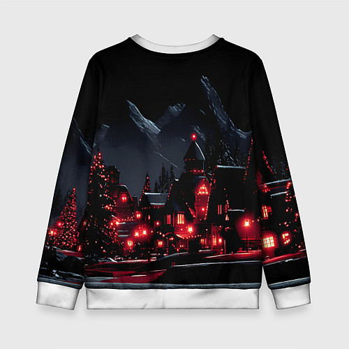 Детский свитшот Новогодняя ночь и красные гирлянды / 3D-Белый – фото 2