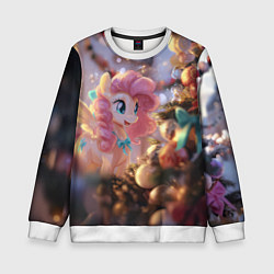 Свитшот детский Милая новогодняя лошадка с крыльями, цвет: 3D-белый