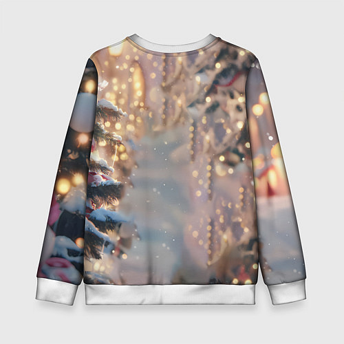 Детский свитшот Удивленная лошадка - Новый год / 3D-Белый – фото 2