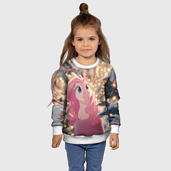Свитшот детский Удивленная лошадка - Новый год, цвет: 3D-белый — фото 2