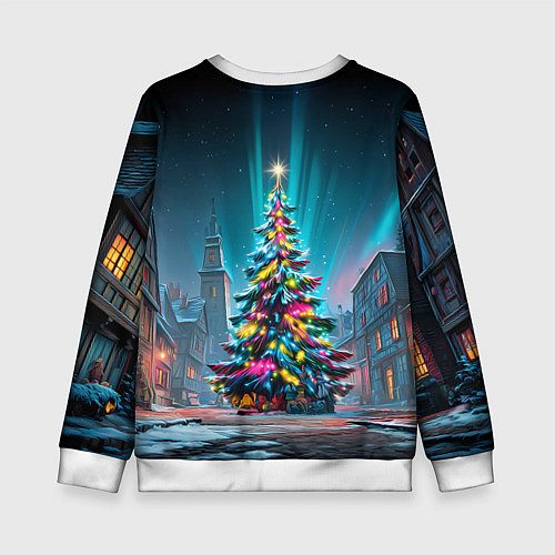 Детский свитшот Новогодняя елка в гирляндах / 3D-Белый – фото 2