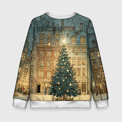 Детский свитшот Новогодний старый город / 3D-Белый – фото 2