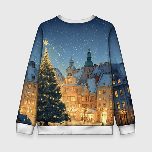 Детский свитшот Новый год в старом городе / 3D-Белый – фото 2